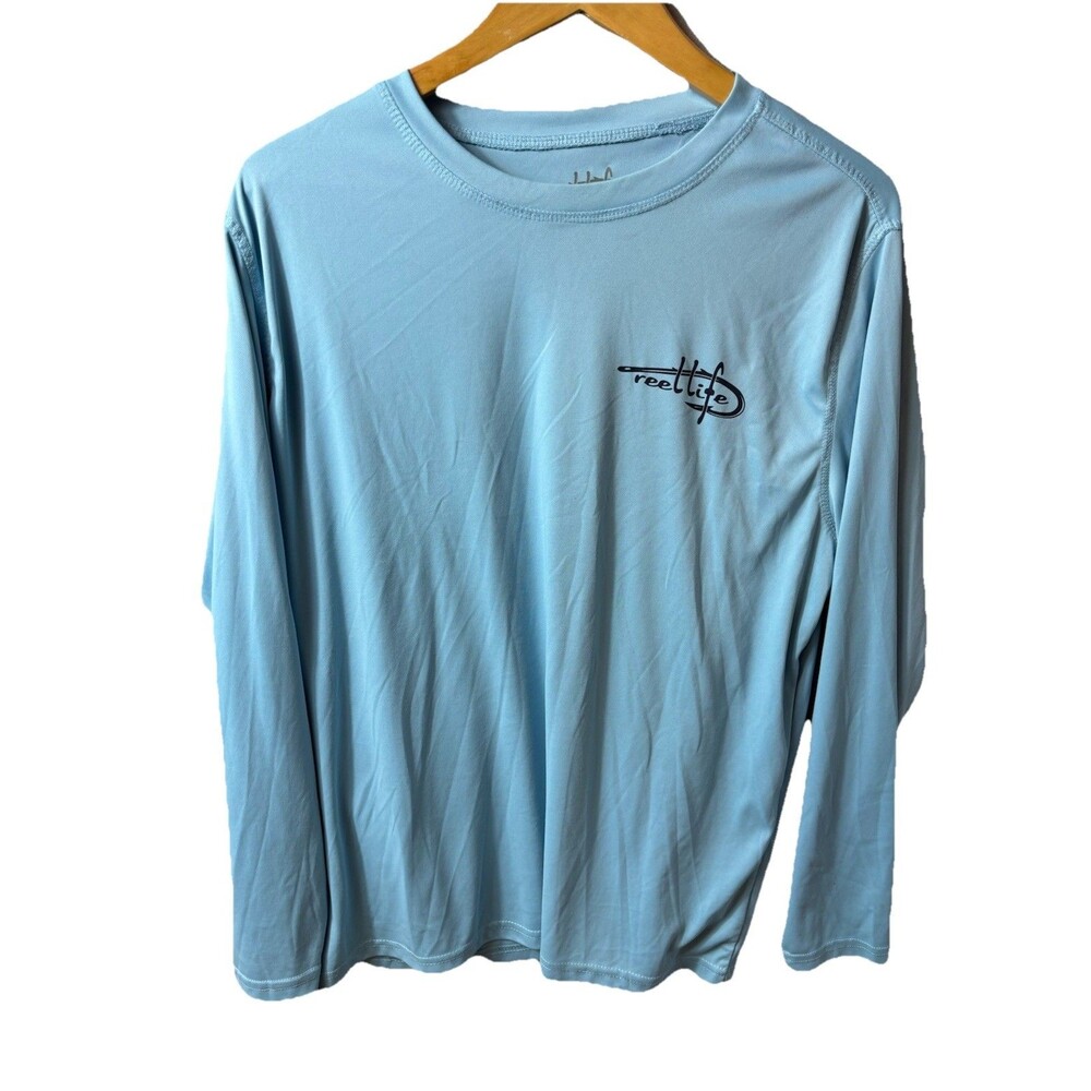 Reel Life Men’s Shirt Size L Long Sleeve  Polyester Raised On The Water Fish